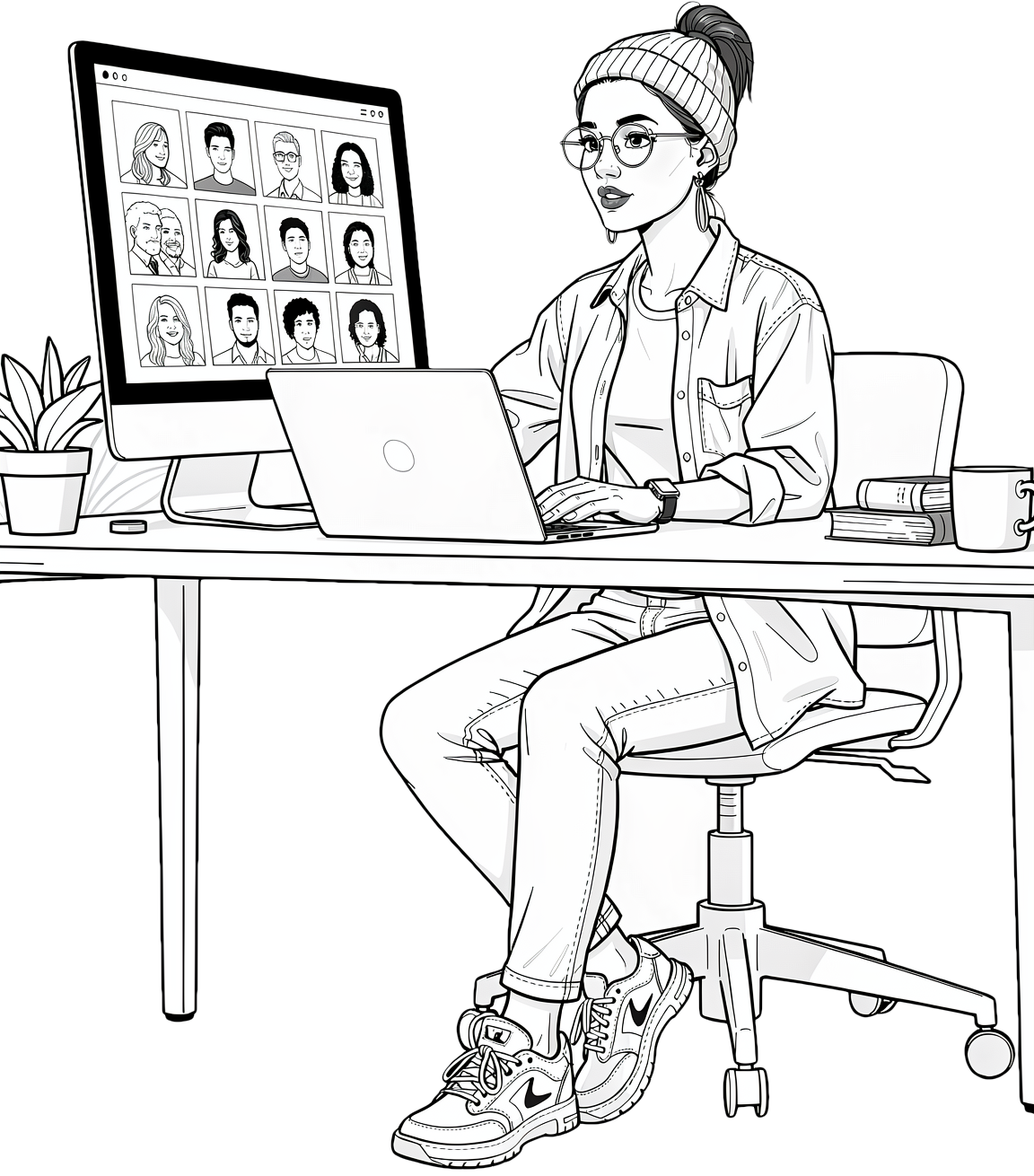 Illustration of a recruiter evaluating profiles
